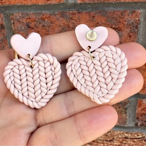 Anthropologie Heart Soft Pink Resin Earrings - Picture 4 of 7